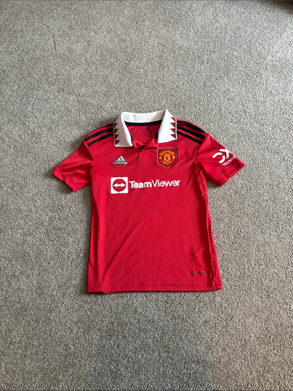 adidas Kids Manchester 2022/2023United Red Home Jersey with White Collar